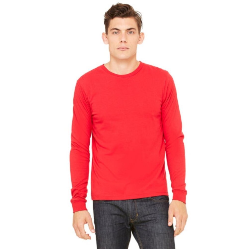 Bella + Canvas 3501 Men's Jersey Long-Sleeve T-Shirt - Red